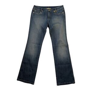 St. John Jeans Women's Blue Denim Bootcut Jeans Rhinestone Heart Pocket Size 8